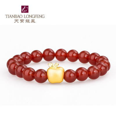 天寶龍鳳足金3D硬金小蘋果轉(zhuǎn)運珠手串 愛意與祝福的璀璨信物